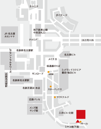 地下街からのアクセスマップ